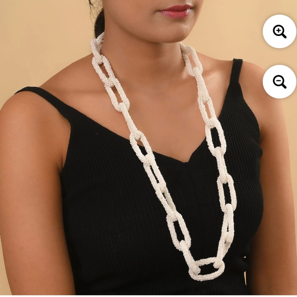 Therapy Seed Beaded Paperclip Chain Link Necklace 28" ✨🆕✨